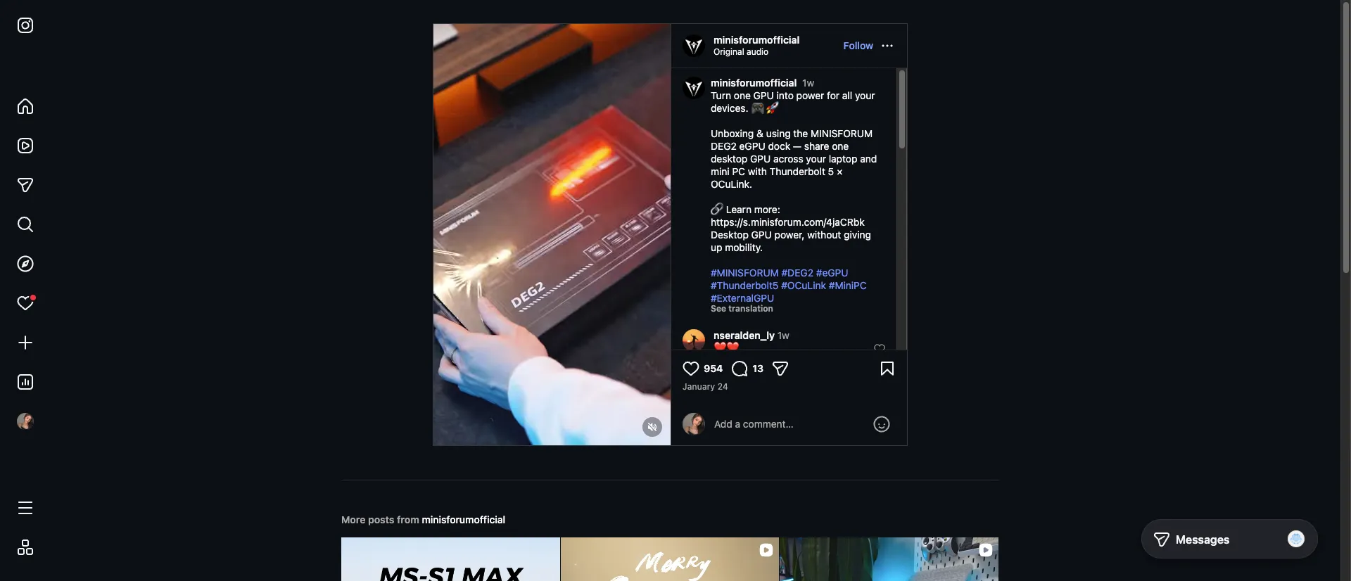 Instagram post with likes count